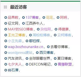 WordPress网站设置侧栏“最近访客”小工具美化版 WordPress网站设置侧栏“最近访客”小工具美化版