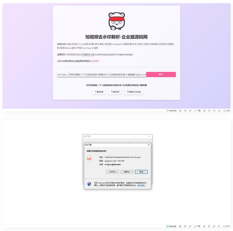 【亲测】网页版短视频去水印源码，上传既用-iCloud网