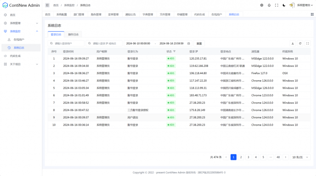 开源|一个前后端分离中后台管理系统框架,开箱即用,持续提供舒适的开发体验插图15 开源|一个前后端分离中后台管理系统框架,开箱即用,持续提供舒适的开发体验插图15